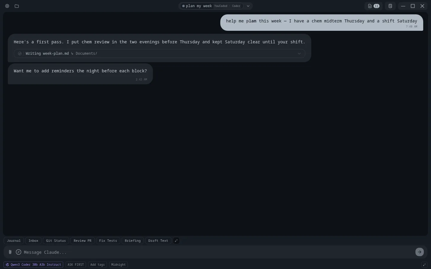 YouCoded Assistant chat window